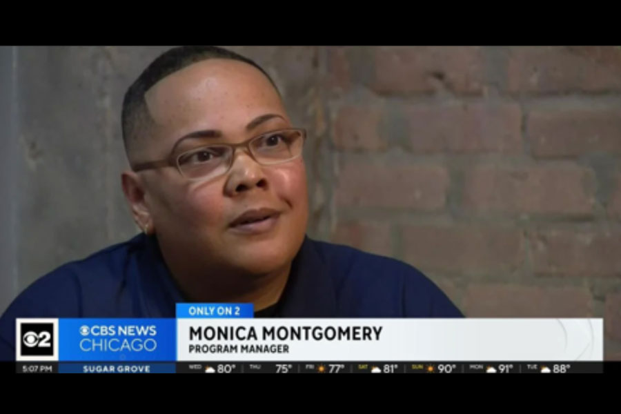 Monica Montgomery, Program Manager being interviewed on CBS2 News Chicago