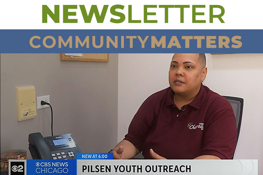 Spring 2023 newsletter community matters cover featuring YOS on CBS News